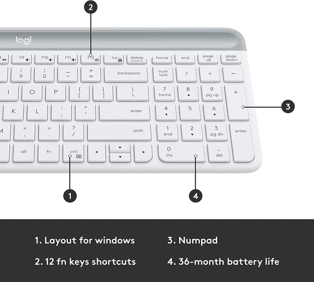 Alt view image 6 of 7 - MK470 Slim Wireless Combo Compact Keyboard and Mouse - Off White