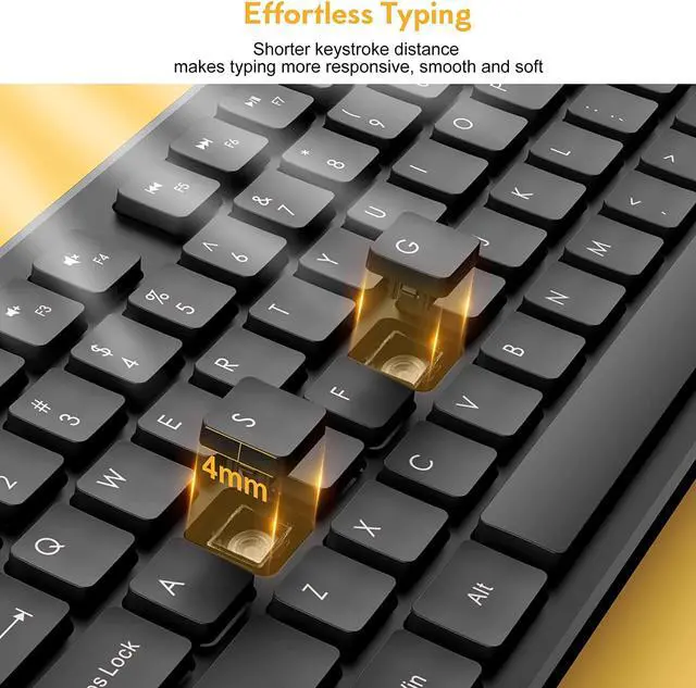 Alt view image 6 of 7 - Wireless Keyboard and Mouse, Trueque Silent 2.4GHz Cordless Full Size USB Keyboard Mouse Combo, Long Battery Life, Lag-Free Wireless for Computer, Laptop, PC, Windows, Mac, Chrome OS (Black)