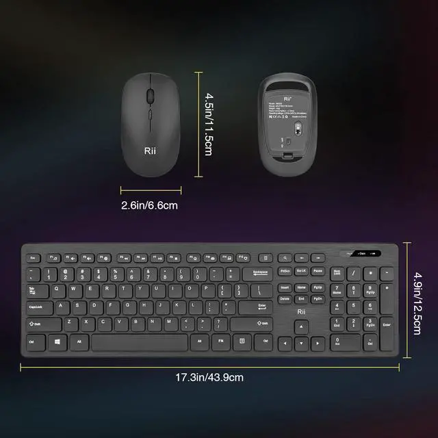 Alt view image 7 of 7 - (2pack) Wireless Keyboard and Mouse Combo - Rii Standard Office PC Keyboard and Optical Wireless Mice for Windows/Android TV Box/PC/Laptop/PS3/4