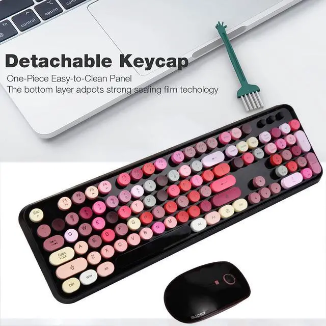 Alt view image 6 of 7 - FOPETT Keyboard and Mouse Sets, Wireless, Reliable 2.4 GHz Connectivity for PC,Laptop,Smart TV and More (Black Colorful)
