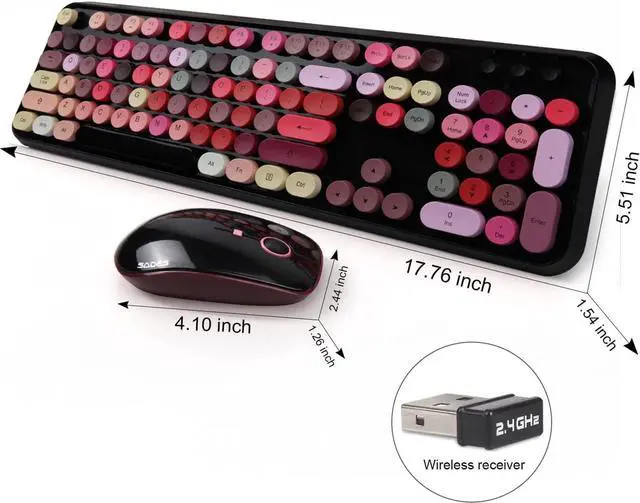 Alt view image 7 of 7 - FOPETT Keyboard and Mouse Sets, Wireless, Reliable 2.4 GHz Connectivity for PC,Laptop,Smart TV and More (Black Colorful)