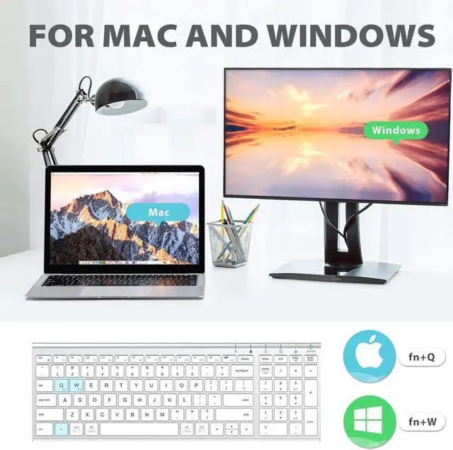 Alt view image 2 of 7 - iClever GK03 Wireless Keyboard and Mouse Combo - 2.4G Portable Wireless Keyboard Mouse, Rechargeable Battery Ergonomic Design Full Size Slim Thin Stable Connection Adjustable DPI (silver)