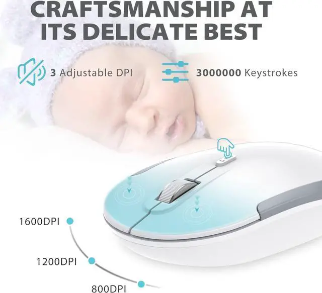 Alt view image 6 of 7 - iClever GK03 Wireless Keyboard and Mouse Combo - 2.4G Portable Wireless Keyboard Mouse, Rechargeable Battery Ergonomic Design Full Size Slim Thin Stable Connection Adjustable DPI (silver)