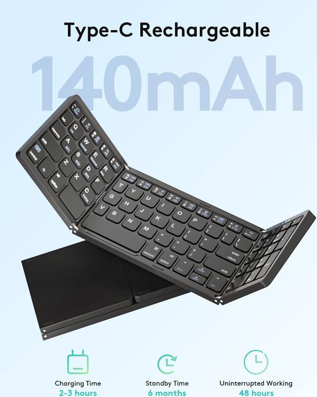 Samsers Foldable Bluetooth Keyboard with Touchpad Portable Wireless  Keyboard with Stand Holder, Rechargeable Full Size Ultra Slim Pocket  Folding