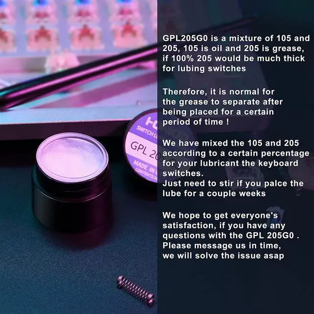 Alt view image 6 of 7 - HONKID Keyboard Switch Lube GPL 205G0 0.35 oz,Mechanical Keyboard Keycaps Lubricant Lubes Stabilizer Lubricating