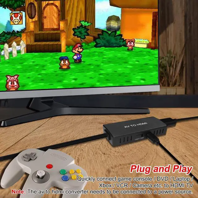 Alt view image 2 of 7 - RCA to HDMI Converter Composite to HDMI Adapter AV to HDMI Support 1080P PAL/NTSC Compatible with PS one PS2 PS3 STB Xbox VHS VCR Blue-Ray DVD Players