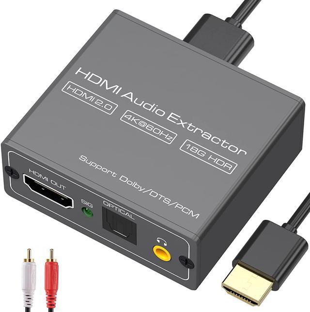 4K 60Hz HDMI Audio Extractor Splitter HDMI to HDMI +Optical +3.5mm AUX Audio Adapter Supports HDMI 2.0,18Gpbs Bandwidth,Dolby Digital/DTS,PCM HDR10 Audio Converters -
