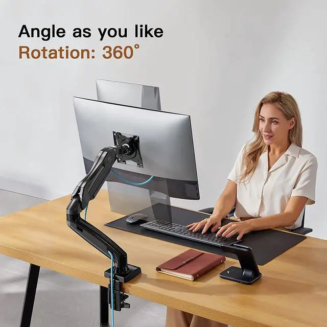 Alt view image 7 of 7 - HUANUO Single Monitor Mount - Articulating Gas Spring Monitor Arm, Adjustable Monitor Stand, Vesa Mount with Clamp and Grommet Base - Fits 13 to 30 Inch LCD Computer Monitors 4.4 to 14.3lbs