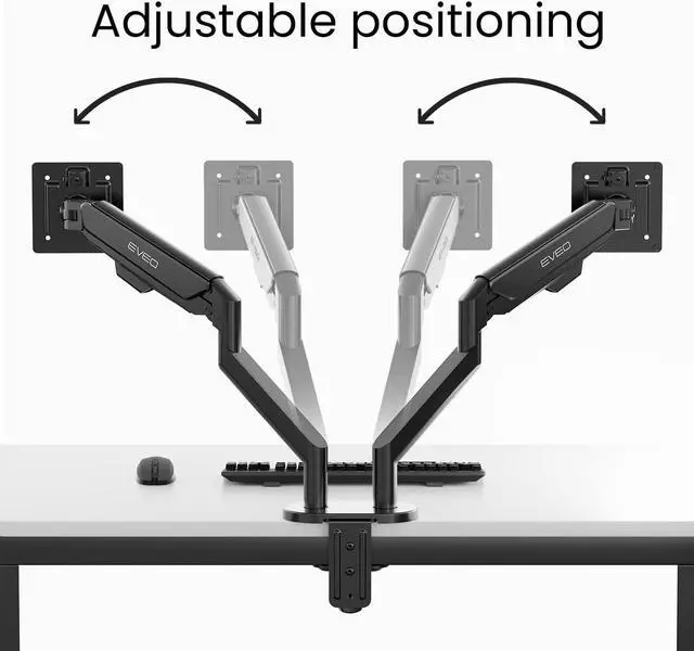 Alt view image 3 of 7 - EVEO Premium Dual Monitor Stand 14-32 Dual Monitor Mount Vesa Bracket Adjustable Height Gas Spring Monitor Stand for Screen Full Motion Dual Monitor Arm-Computer Monitor Stand for 2 Screens - Black