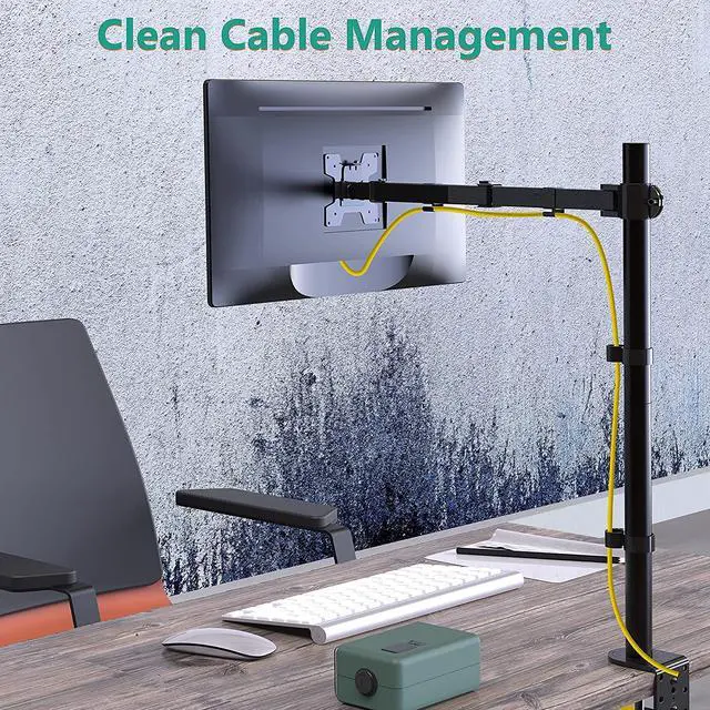 Alt view image 7 of 7 - W Monitor Arm Mount for Desk, Single Extra Tall VESA Computer Desk Mount, Monitor Bracket Mount Stand Single, up to 32 inch, 22 lbs (M001XL), Black