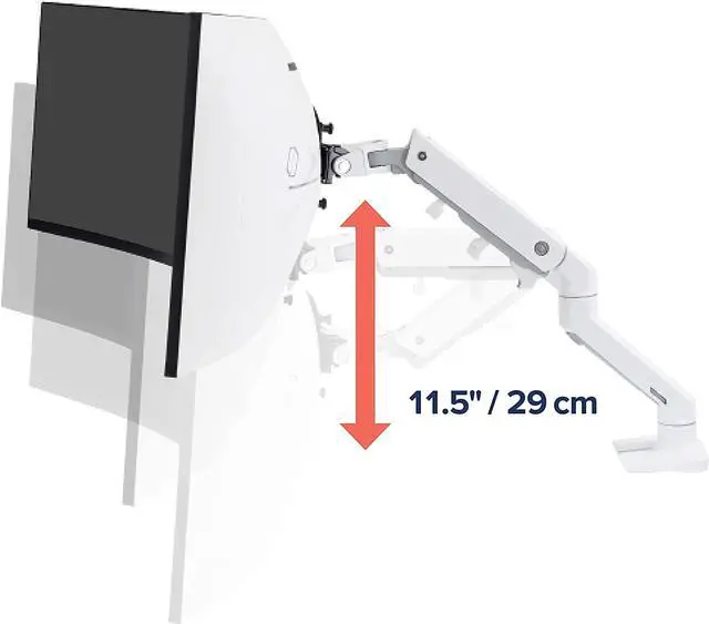 Alt view image 3 of 7 - Ergotron  HX Single Ultrawide Monitor Arm with HD Pivot, VESA Desk Mount  for 1000R Curved Monitors Up to 49 Inches, 28 to 42 lbs  White