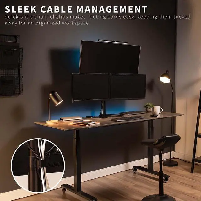 Alt view image 6 of 7 - Triple LCD LED Computer Monitor Desk Stand Free Standing Heavy Duty Fully Adjustable Mount for 3 Screens up to 30 inches STAND-V003E
