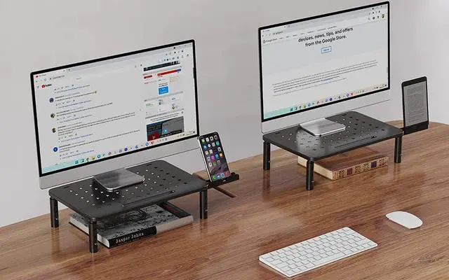 Alt view image 2 of 7 - Zimilar 2 Pack Monitor Stand , 3 Height Adjustable Stand with Unique Star Mesh for Computer, Laptop, Printer, Notebook, iMac, Premium Metal Monitor Risers for 2 Monitors