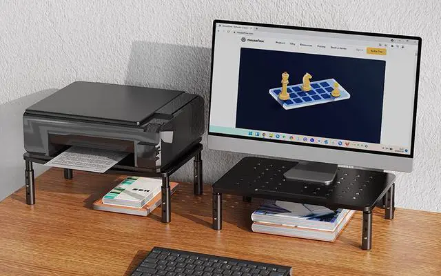 Alt view image 3 of 7 - Zimilar 2 Pack Monitor Stand , 3 Height Adjustable Stand with Unique Star Mesh for Computer, Laptop, Printer, Notebook, iMac, Premium Metal Monitor Risers for 2 Monitors