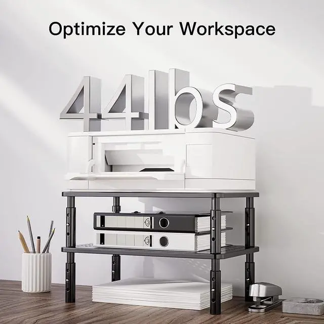 Alt view image 6 of 7 - HUANUO Monitor Stand Riser - 3 Height Adjustable Monitor Stand for Laptop, Computer, iMac, PC, Printer, Desktop Ergonomic Metal Monitor Riser Stand with Mesh Platform for Airflow 2 Pack