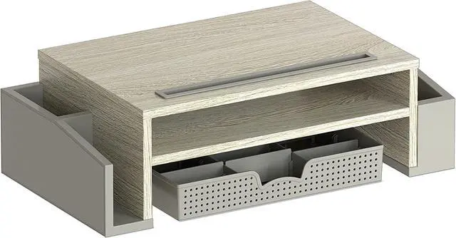 Alt view image 6 of 6 - Simple Houseware Desk Monitor Stand Riser with Adjustable Organizer tray, Maple