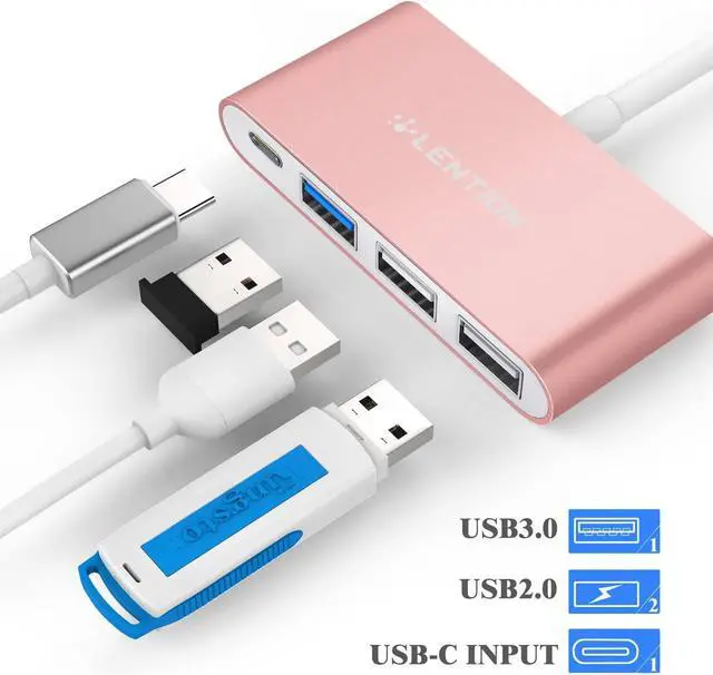 Alt view image 2 of 6 - 4-in-1 USB-C Hub with Type C USB 3.0 USB 2.0 for 2024-2016 MacBook Pro (M1-M4) iPhone 16-15 New Mac Air/Surface ChromeBook More Multiport Charging & Connecting Adapter (C13 Rose Gold)
