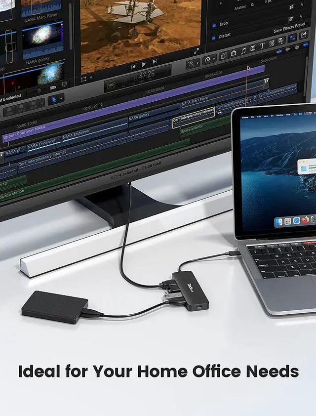Alt view image 5 of 7 - USB C HUB 4K 60Hz Dockteck USB-C Multiport Adapter 5-in-1 with 4K HDMI 100W Power Delivery 3 USB 3.0 Data Port for MacBook Pro/Air M1 2020 iPad Pro 2021 iPad Mini 6 Surface Pro and More