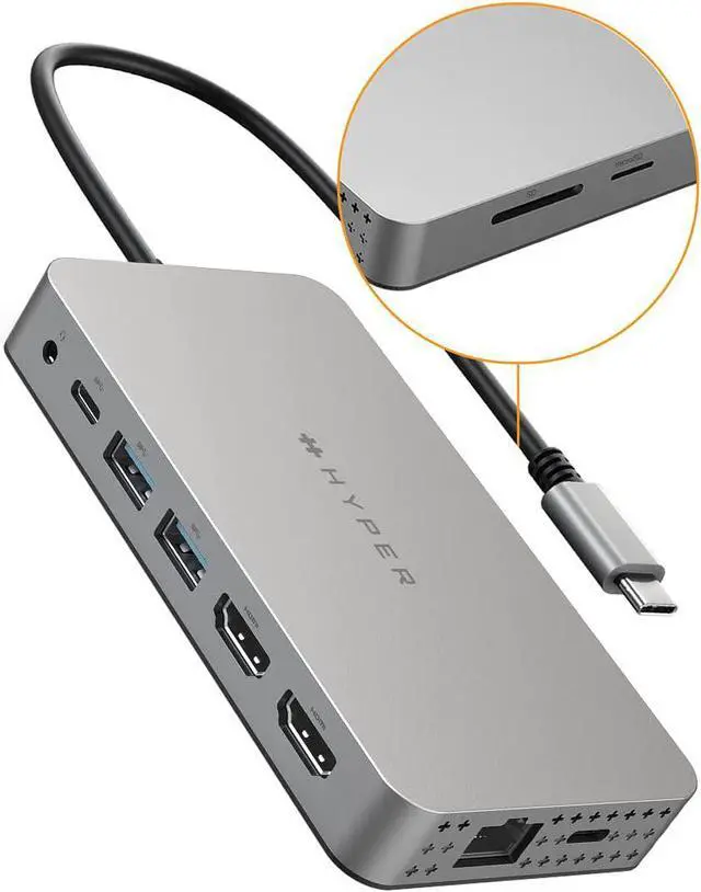 Main image of Drive M1 M2 MacBook Pro USB C Hub - 10-in-1 USB Hub Dual 4K HDMI Ethernet USB-A USB C Adapter