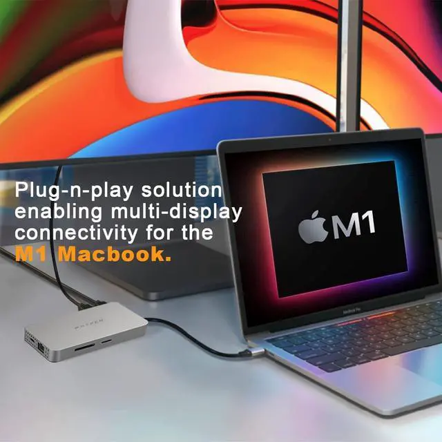 Alt view image 3 of 5 - Drive M1 M2 MacBook Pro USB C Hub - 10-in-1 USB Hub Dual 4K HDMI Ethernet USB-A USB C Adapter