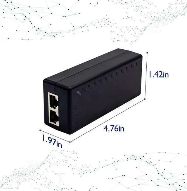 Alt view image 7 of 7 - Gigabit PoE+ Injector Adapter - 30W 48V Power Over Ethernet Plus - 10/100/1000Mbps IEEE 802.3af/at Compliant - Up to 100 M (328 ft) Range, by ThePoEstore