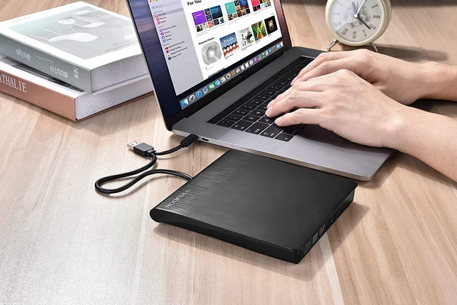 Alt view image 7 of 7 - External CD DVD +/-RW Drive USB 3.0 & USB-C Premium CD DVD ROM Optical Disk Drive Player Burner Rewriter Portable for Laptop Desktop PC Windows 11/10/8/7, Surface Pro, Mac MacBook Pro/ Air