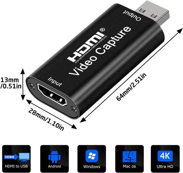 Alt view image 7 of 7 - 4K HDMI Video Capture Card, Cam Link Card Game Capture Card Audio Capture Adapter HDMI to USB 2.0 Record Capture Device for Streaming, Live Broadcasting, Video Conference, Teaching, Gaming(Black)