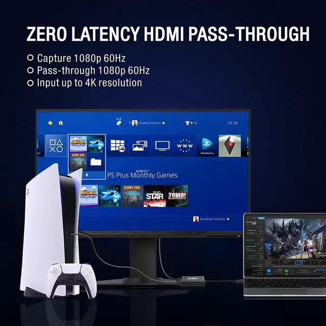 Alt view image 3 of 6 - 4K HDMI Capture Card, 1080P 60FPS Video Capture Card for Streaming and Recording of PS5, PS4, Xbox Series X/S, Nintendo Switch via DSLR OBS with HD Ultra-Low Latency (USB A 3.0)