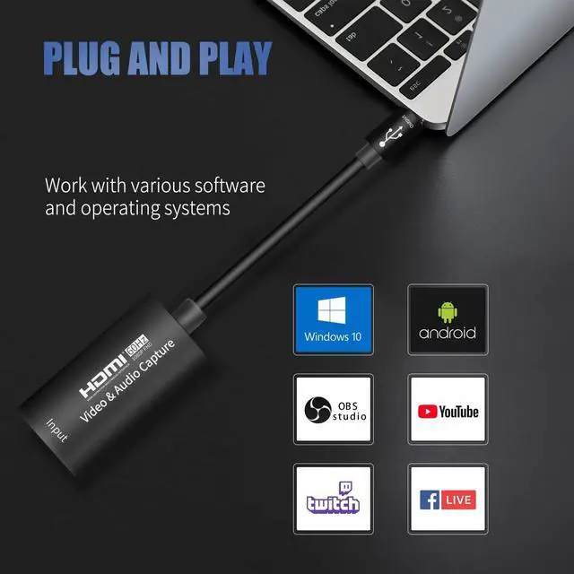 Alt view image 3 of 7 - Guermok Video Capture Card, USB 3.0 HDMI to USBC Capture Card, 4K 1080P60FPS Capture Devices for Gaming Live Streaming Video Recorder, for Windows MacOS System PS4/5 Switch Xbox Steam OBS