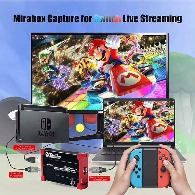 Alt view image 5 of 7 - Mirabox Capture Card for Nintendo Switch,USB3.0 1080P 60FPS Video Audio Capture Card,Support 4K@30Hz Input and Passthrough for PS4 PS5 DSLR Xbox Streaming and Recording by OBS