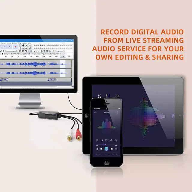 Alt view image 4 of 6 - AV202-B USB-C Audio Capture Grabber Card Device with LED Indicator Analog Cassette to Digital MP3 Converter Compatible for Windows 11 and macOS Sequoia