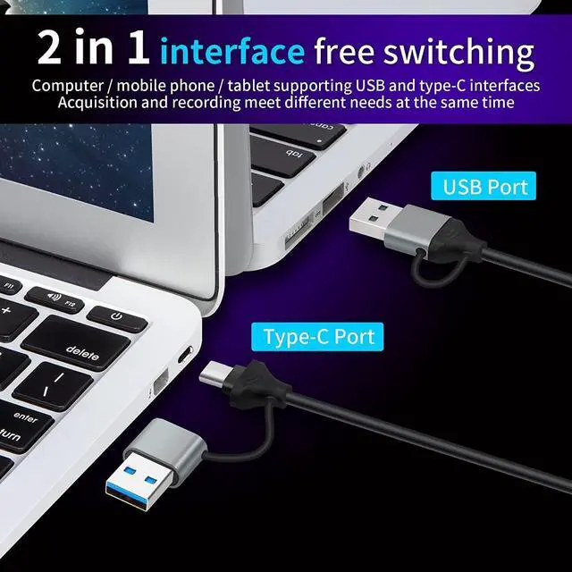 Alt view image 4 of 7 - Capture Card, Video Capture Card HDMI to USB/Type-C 1080P 60FPS Game Capture Card for Streaming, Teaching, Video conferencing or Live Broadcasting