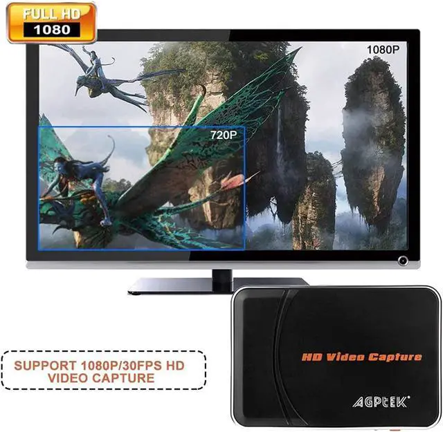 Alt view image 2 of 7 - 1080P HDMI Video Capture Card HD Game Recorder Compatible with Xbox One/360/ PS4/ Wii U/Nintendo Switch and Support Mic in for Commentary - No PC Required