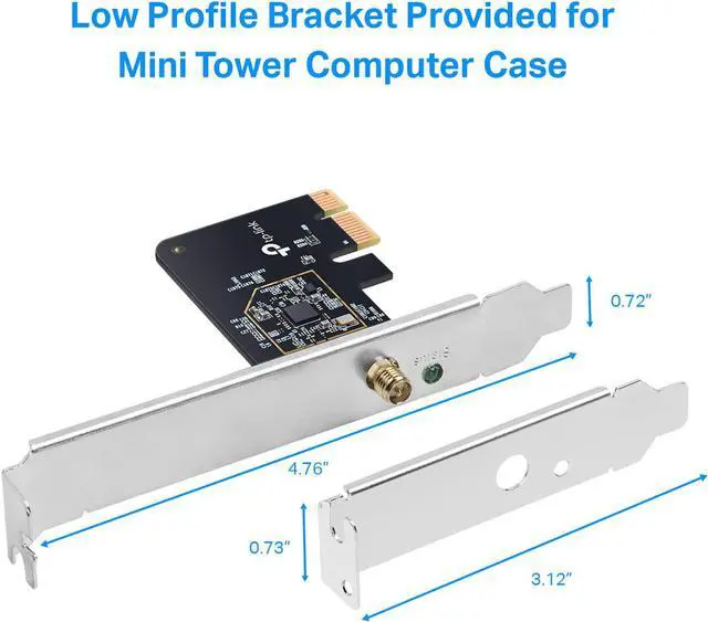 Alt view image 2 of 7 - PCIe WiFi Card AC600 for Desktop PC Dual Band Wireless Internal Network Card(Archer T2E) High-Gain Antenna MU-MIMO WPA3 Low Profile Supports Windows 10/11
