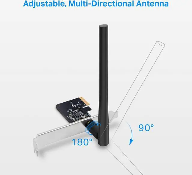 Alt view image 4 of 7 - PCIe WiFi Card AC600 for Desktop PC Dual Band Wireless Internal Network Card(Archer T2E) High-Gain Antenna MU-MIMO WPA3 Low Profile Supports Windows 10/11