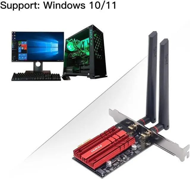 Alt view image 7 of 7 - AX210 PCI-E WiFi Card BT5.2 160MHz Tri-Band Expands WiFi into 6GHz/5GHz/2.4GHz 5400Mbps Gigabit AX210ngw Desktop PC PCIe Wireless Network Adapter WiFi 6E 802.11ac ax MU-MIMO for Windows 11/10