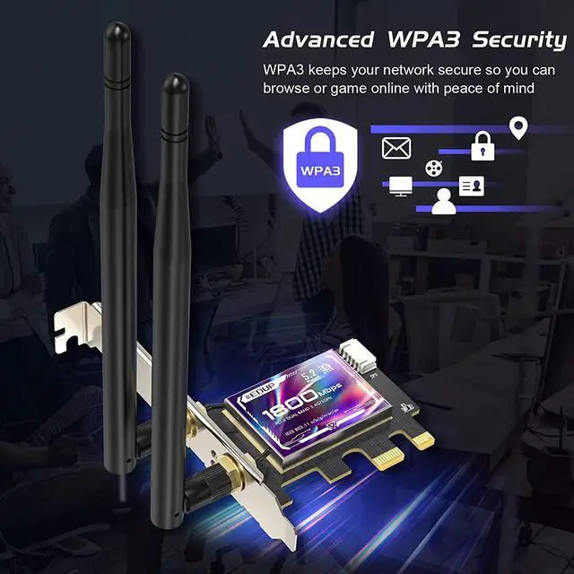 Alt view image 7 of 7 - EDUP  PCIE WiFi 6 Card AX1800M Bluetooth 5.2 Adapter for Desktop PC, 2.4GHz/5.8GHz Dual Band Wireless PCI Express Internal Network Card Support Windows 10/11 64-bit