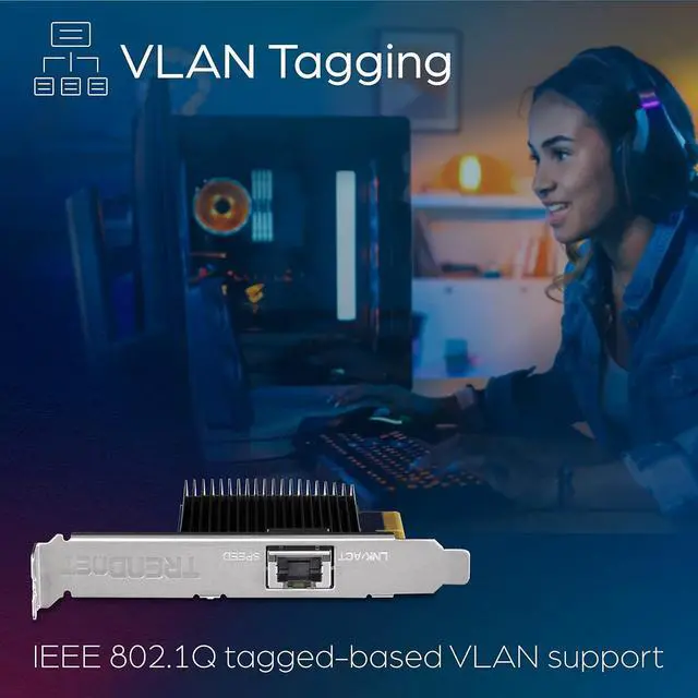 Alt view image 6 of 7 - TRENDnet 10 Gigabit PCIe Network Adapter, Converts A PCIe Slot Into A 10G Ethernet Port, Supports 802.1Q Vlan, Includes Standard & Low-Profile Brackets, PCIe 2.0, PCIe 3.0, Silver, TEG-10GECTX
