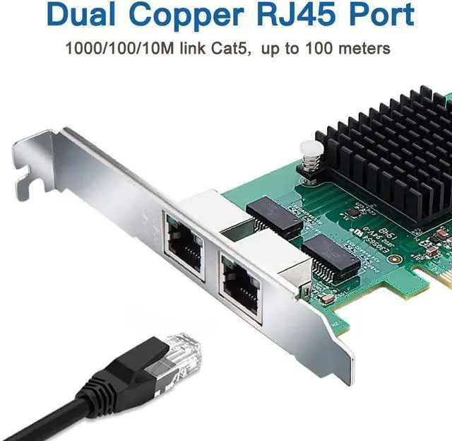Alt view image 2 of 7 - Gigabit Dual NIC with Intel 82576 Chip, 1Gb Network Card Compare to Intel E1G42ET NIC, 2 RJ45 Ports, PCI Express 2.1 X1, Ethernet Card with Low Profile for Windows/Windows Server/Linux