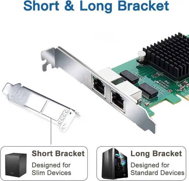 Alt view image 3 of 7 - Gigabit Dual NIC with Intel 82576 Chip, 1Gb Network Card Compare to Intel E1G42ET NIC, 2 RJ45 Ports, PCI Express 2.1 X1, Ethernet Card with Low Profile for Windows/Windows Server/Linux