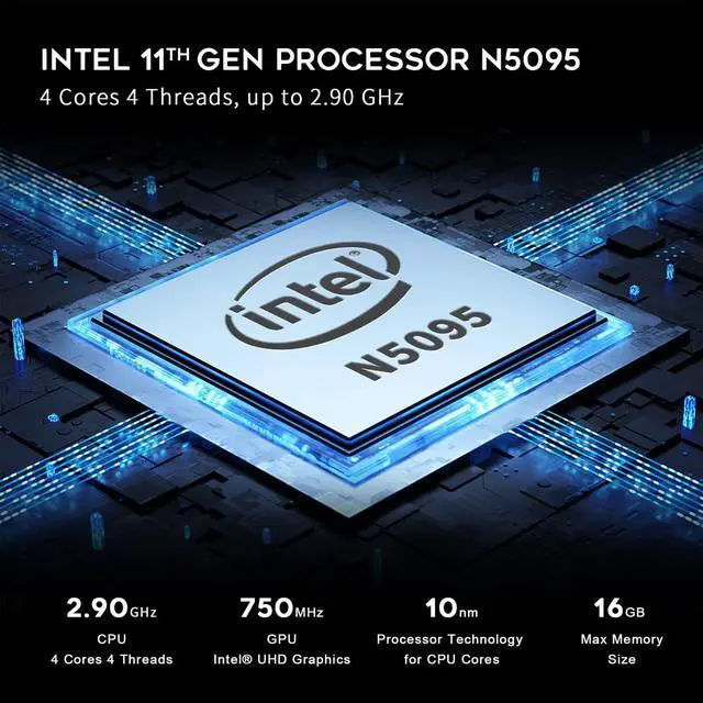 Alt view image 3 of 7 - Beelink New 11 Generation Intel N5095 Processor (up to 2.9GHZ), Mini PC,Mini Computer with 8GB DDR4 RAM/ 256GB M.2 SATA SSD, Supports Extended HDD & SSD/4K 60FPS/Dual HDMI/ WiFi5 /BT5.0
