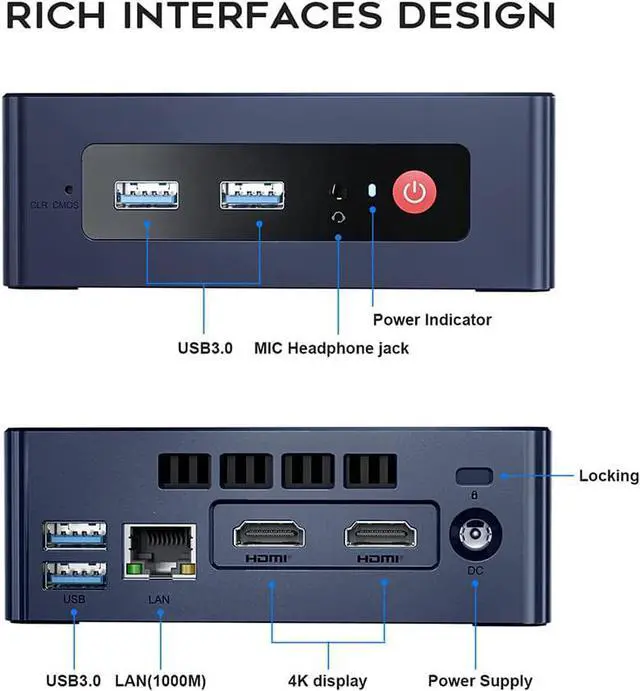 Alt view image 2 of 7 - Beelink Newest 4 Cores 11th Gen Intel N5095 Mini-S Mini PC W-11 Pro, 8GB RAM 256GB SSD Gigabit Ethernet, 2.4G/ 5.0G WiFi, BT4.0, Dual HDMI Business Mini Desktop Computer, HTPC
