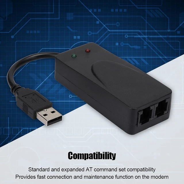 Alt view image 2 of 6 - Dual Ports Usb2 0 56K Voice Fax Data External Modem - Dual Port, V 90 V 92, Win 7/8/10/Xp Compatible, Auto-Dial, Tone and Pulse Dialing, Auto Answer