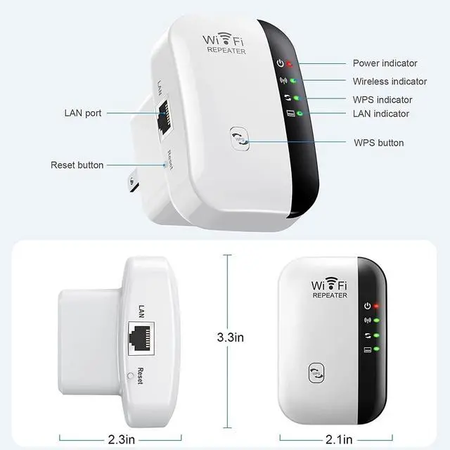 Alt view image 2 of 6 - WiFi Extender Signal Booster Up to 3000sq.ft and 26 Devices, WiFi Range Extender, Wireless Internet Repeater, Long Range Amplifier with Ethernet Port, 1-Key Setup, Access Point, Alexa Compatible