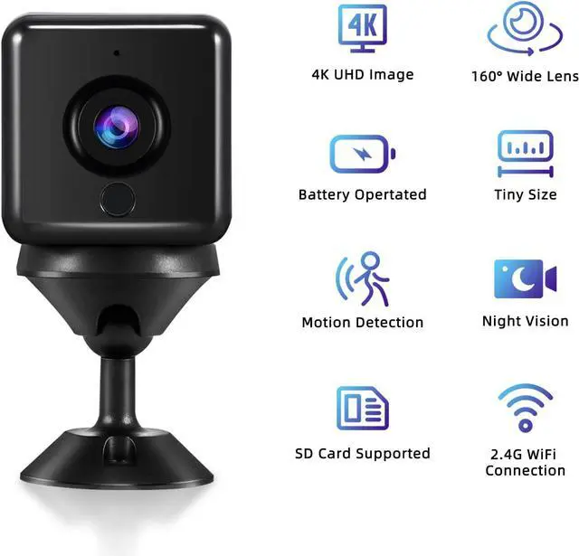 Alt view image 2 of 7 - 4K Spy Camera Hidden Camera,Ebarsenc UHD WiFi Wireless Mini Camera/Battery Operated Nanny Cam/Small Camera for Home Security/Indoor Camera with Motion Detection Night Vision/Surveillance Camera