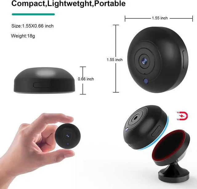 Alt view image 2 of 7 - Hidden Camera Spy Camera,FECOMI 1080P Mini Security Camera Indoor Wireless with Video Recording,Small Nanny Cam with Phone app ,Night Vision,Motion Detection, Remote Viewing