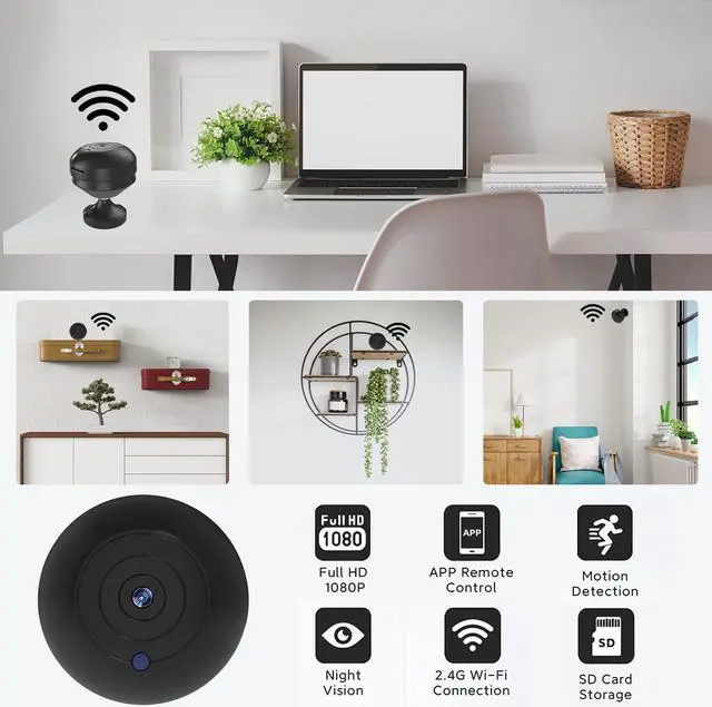 Alt view image 3 of 7 - Hidden Camera Spy Camera,FECOMI 1080P Mini Security Camera Indoor Wireless with Video Recording,Small Nanny Cam with Phone app ,Night Vision,Motion Detection, Remote Viewing