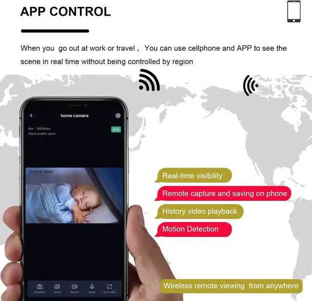 Alt view image 6 of 7 - Hidden Camera Spy Camera,FECOMI 1080P Mini Security Camera Indoor Wireless with Video Recording,Small Nanny Cam with Phone app ,Night Vision,Motion Detection, Remote Viewing