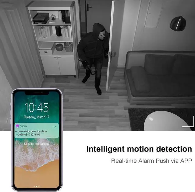 Alt view image 5 of 7 - Hidden Camera Spy Camera,FECOMI 1080P Mini Security Camera Indoor Wireless with Video Recording,Small Nanny Cam with Phone app ,Night Vision,Motion Detection, Remote Viewing