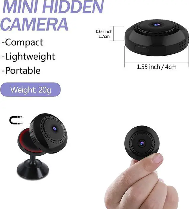 Alt view image 2 of 7 - Mini Spy Camera WiFi Wireless Hidden Cameras for Home Security Surveillance with Video 1080P Small Portable Nanny Cam with Phone App, Motion Detection, Night Vision for Indoor Outdoor Small Camera